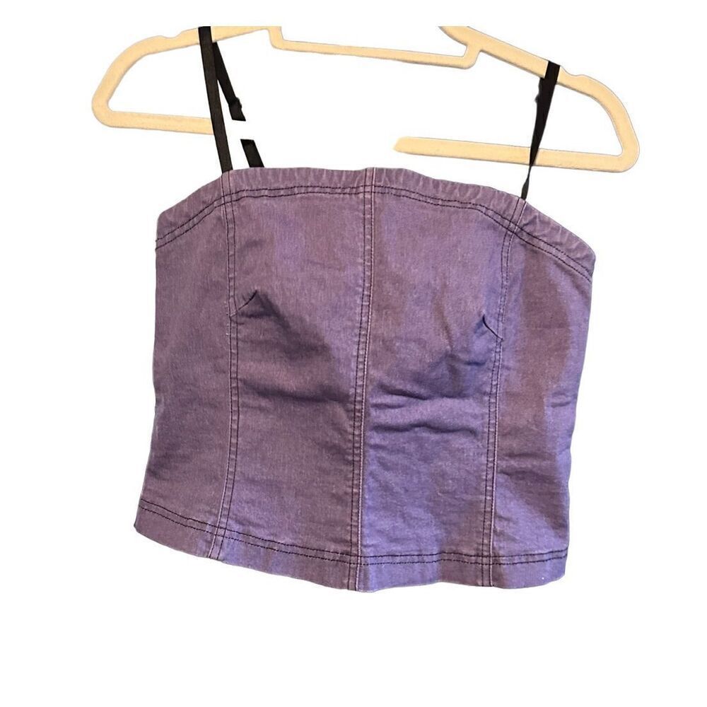 Newport News Jeanology‎ Women’s Purple Denim crop Top Sz 6 vintage